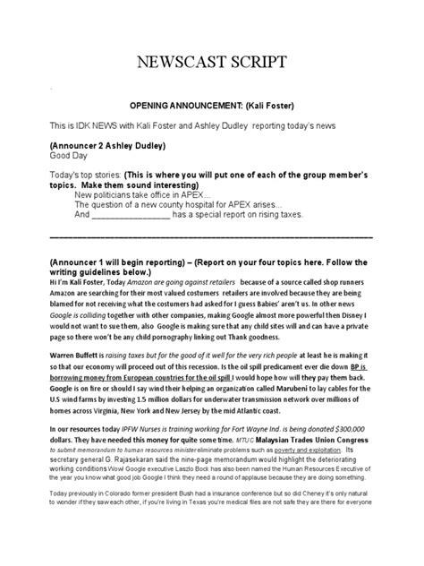 news flash example|Best News Casting Script for Reporters .